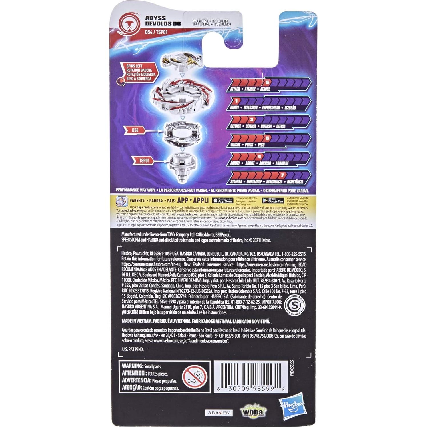 Peonza Beyblade Burst Speedstorm Abyss Devolos D6 - Juguete 8+