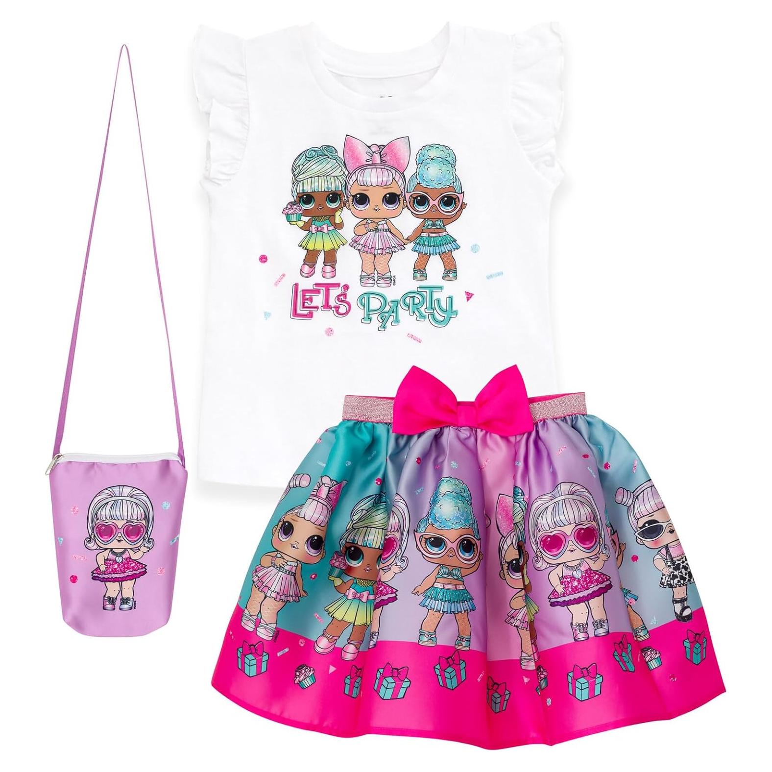 Conjunto 3 Piezas L.O.L. Surprise! Niñas - Camiseta, Falda y Bolso