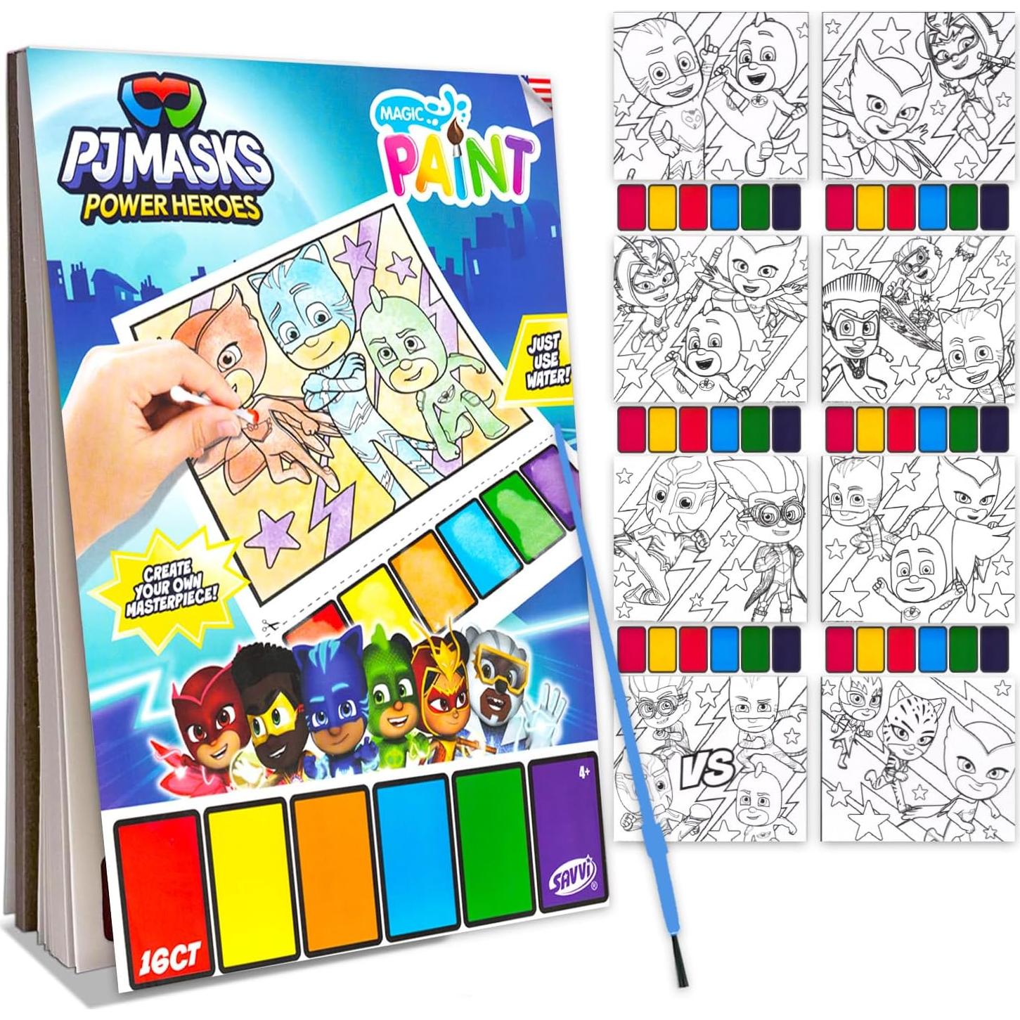 Conjunto de Pintura con Agua PJ Masks - Libro de Colorear 16 Páginas