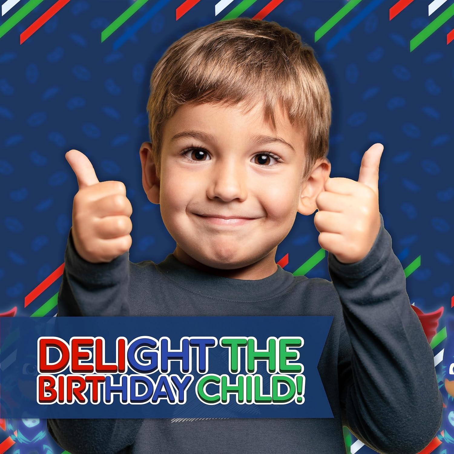 Kit de Fiesta de Cumpleaños PJ Masks - 16 Invitados, Decoraciones y Vajilla