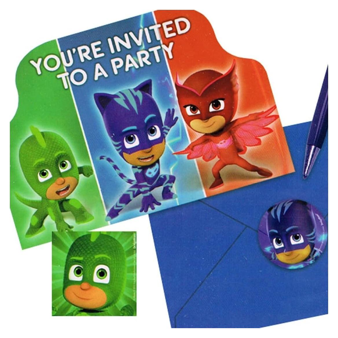Invitaciones de Fiesta PJ Masks Amscan 8 Postales Multicolor