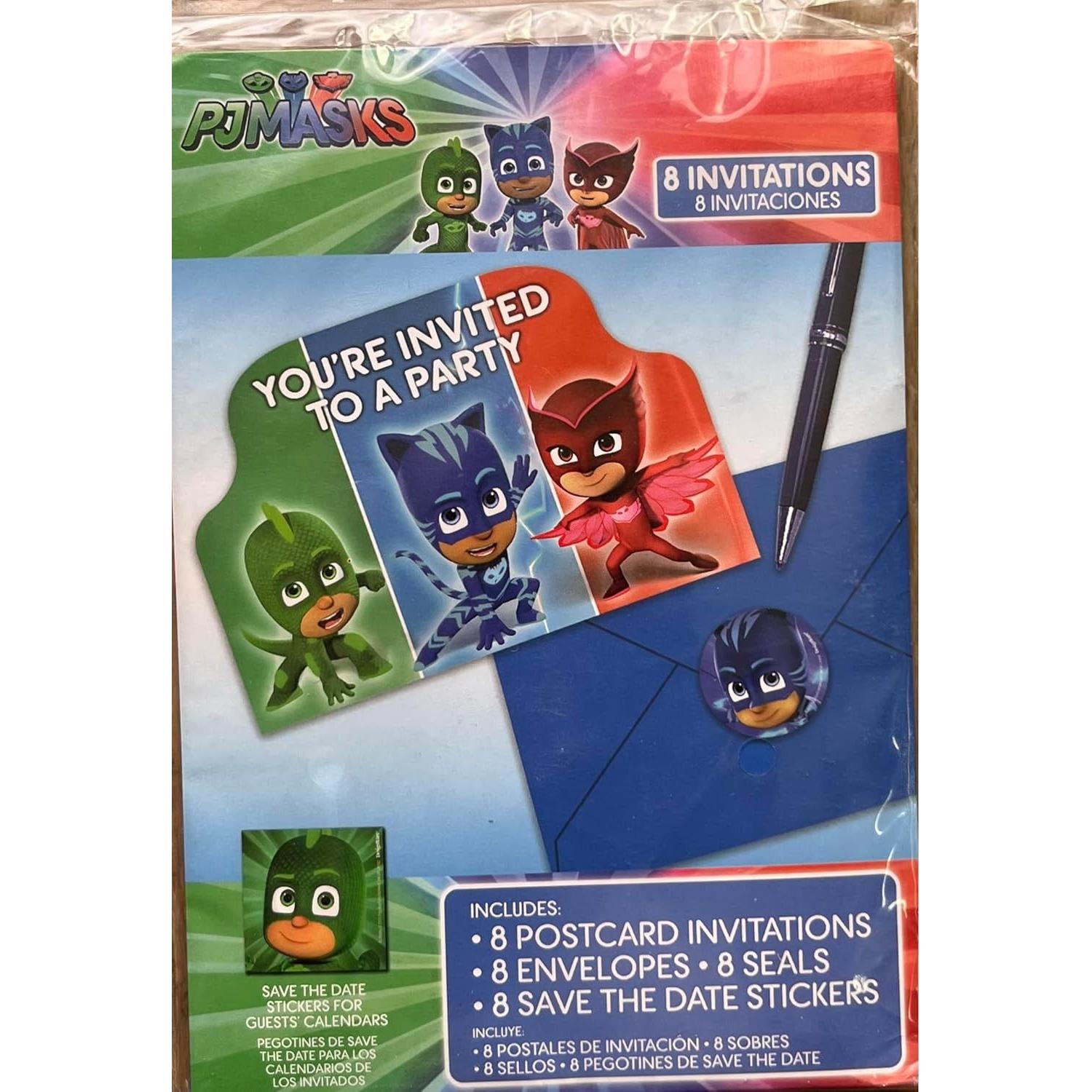 Invitaciones de Fiesta PJ Masks Amscan 8 Postales Multicolor