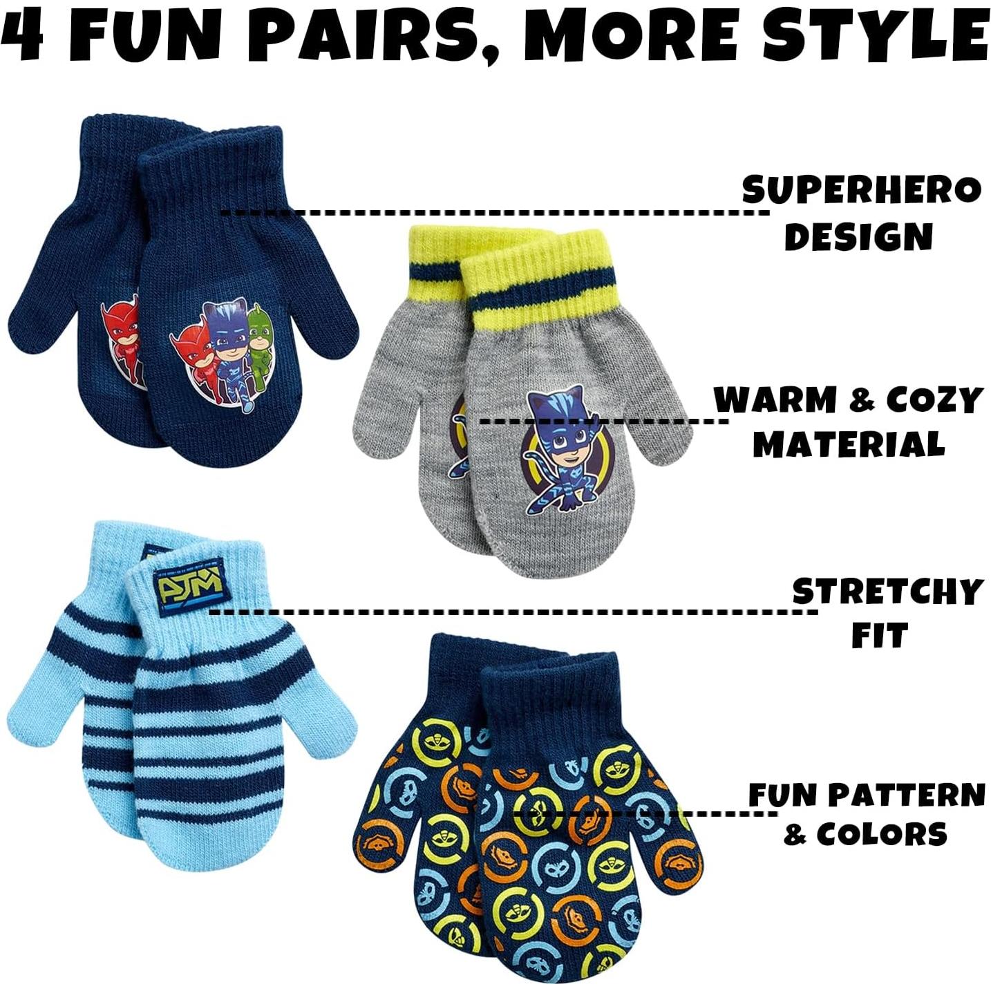 Guantes de Invierno PJ Masks para Niños - Paquete 4 Piezas
