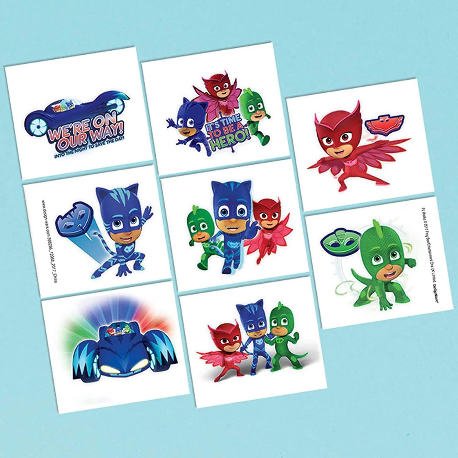 Tatuajes Temporales PJ Masks Amscan - Paquete de 8 - 5.08 cm