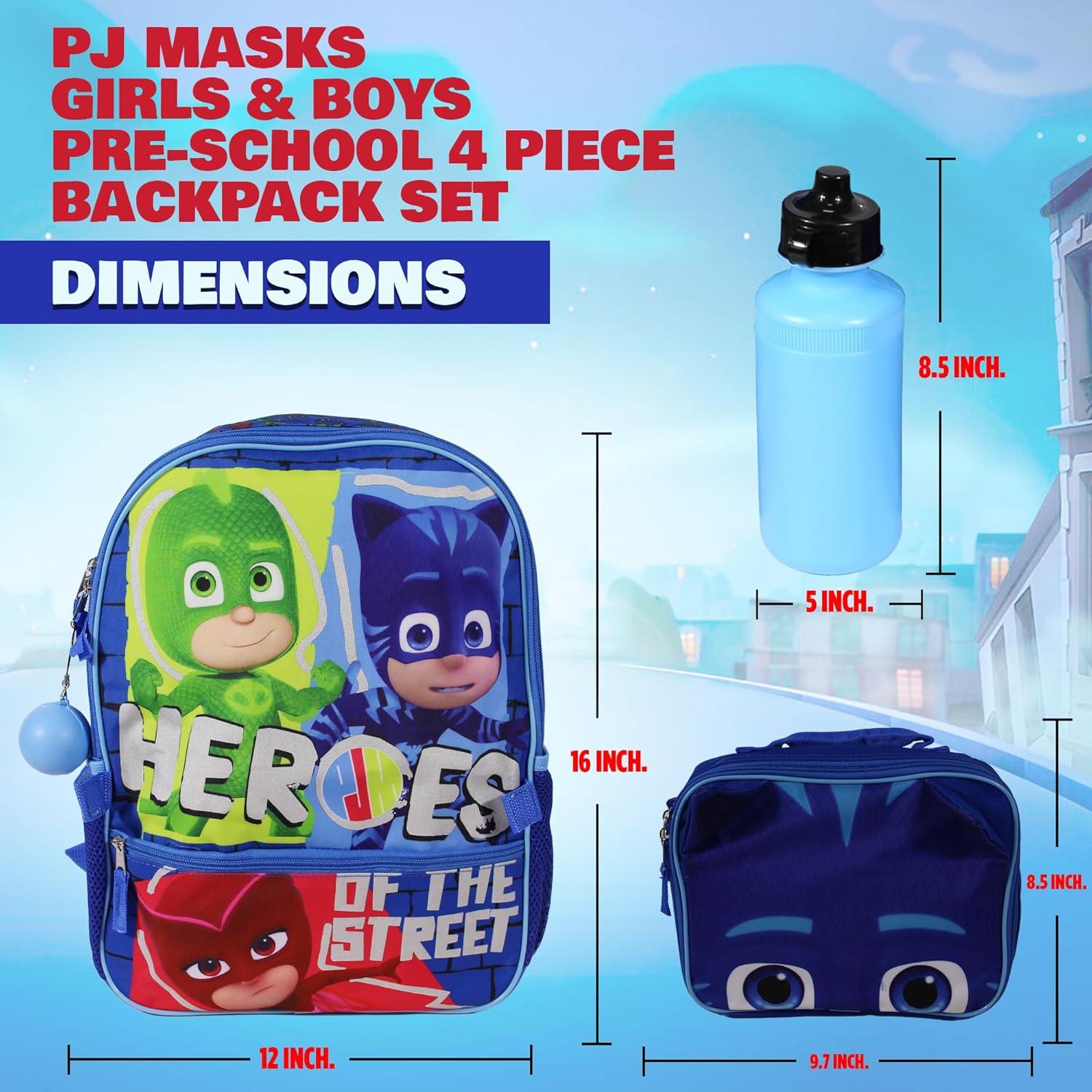 Conjunto Mochila Escolar PJ Masks 4 Piezas 40.64 cm Azul