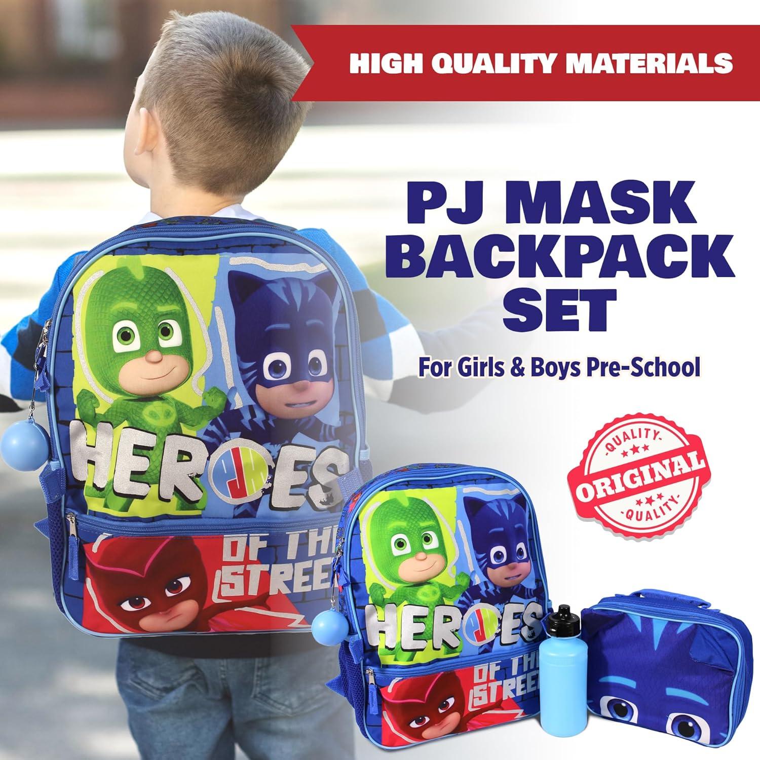 Conjunto Mochila Escolar PJ Masks 4 Piezas 40.64 cm Azul