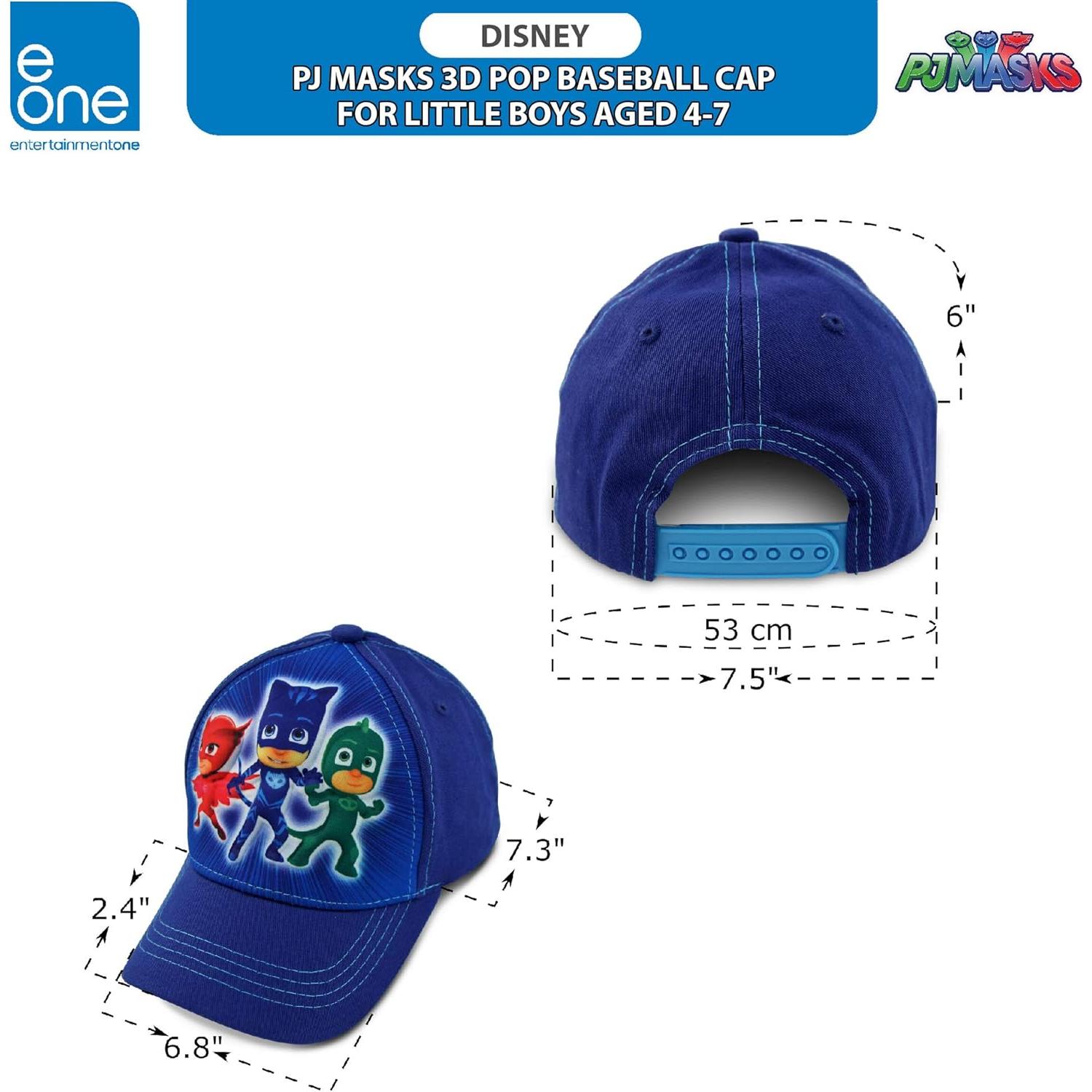 Gorra de béisbol PJ Masks 3D para niños 4-7 años azul