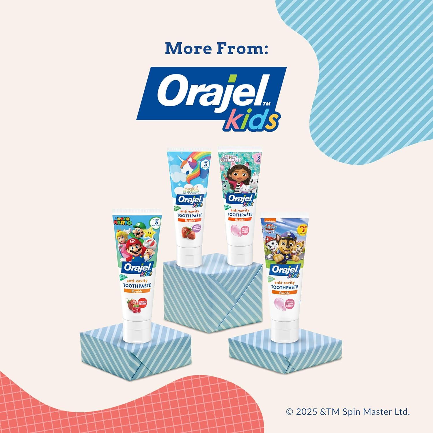 Orajel Kids Paw Patrol Anti-Cavity Fluoride Toothpaste, Natural Fruity Bubble Flavor, 4.2oz Tube