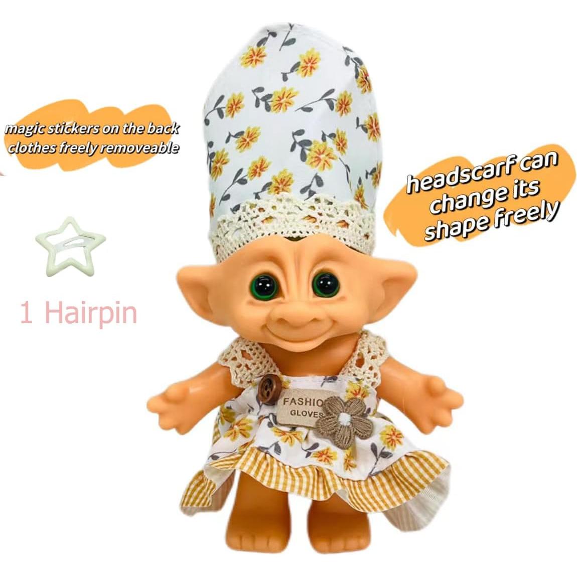 Llave de anillo muñeca troll vintage Yintlilocn 10 cm