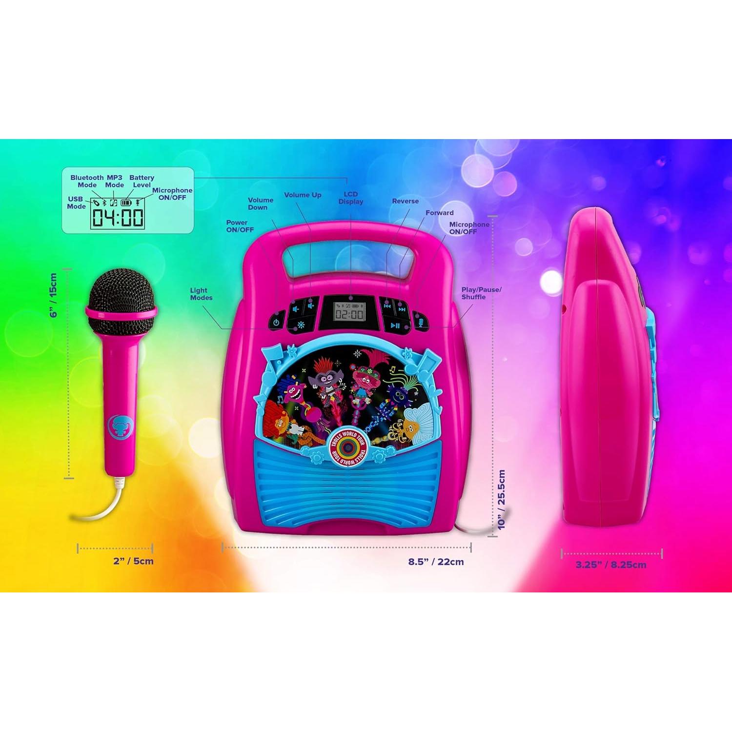 Karaoke Portátil eKids Trolls World Tour Bluetooth 1.04kg