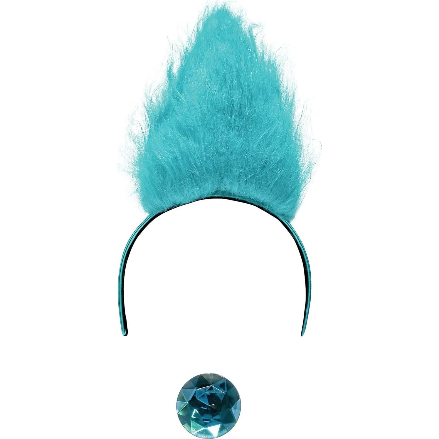 Kit de Disfraz de Diadema y Gema de Trolls Turquesa
