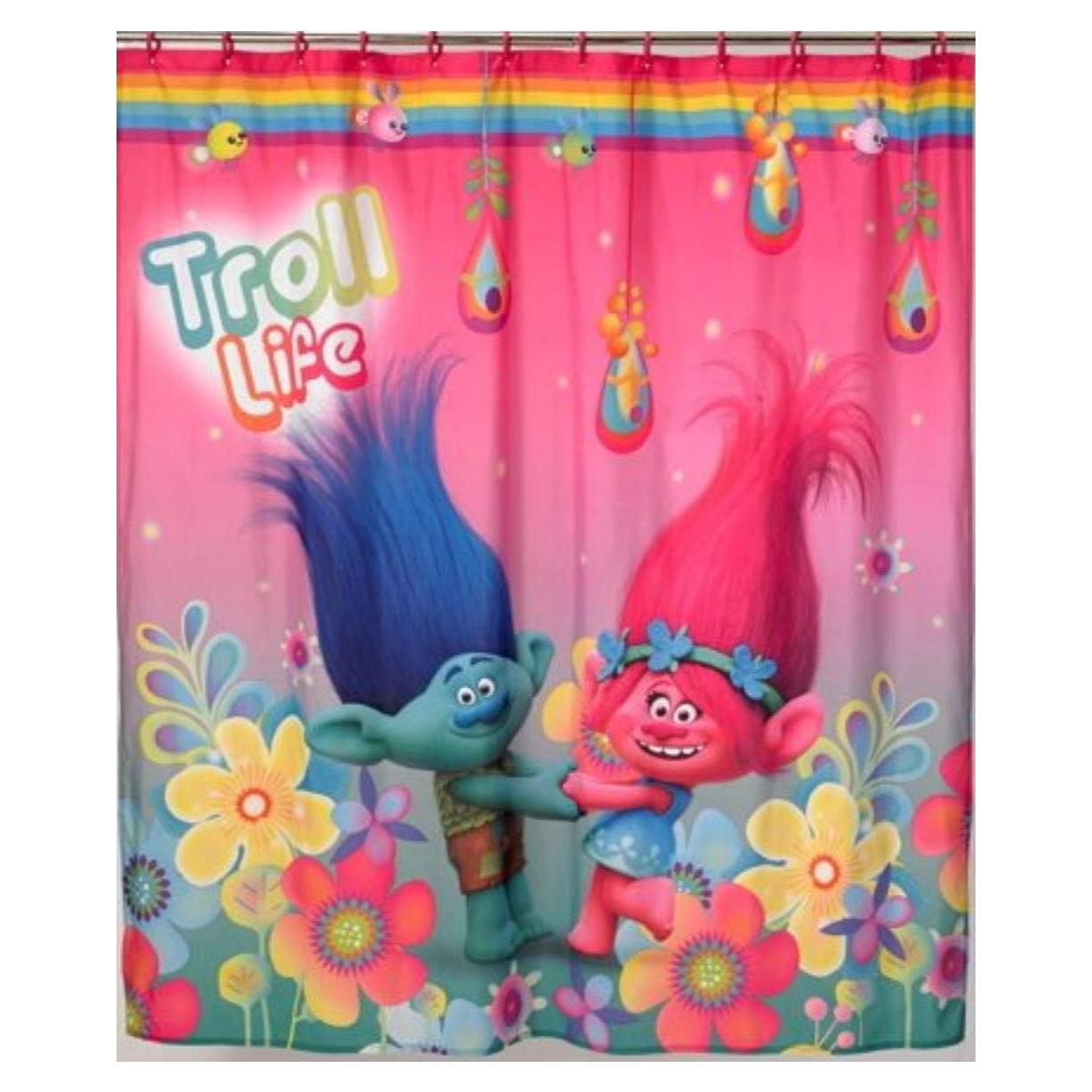 Cortina de Ducha Trolls Rosa Microfibra 152.4 cm