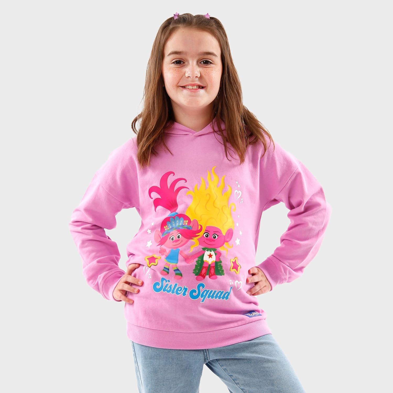Sudadera con capucha Trolls DreamWorks para niñas 100% algodón