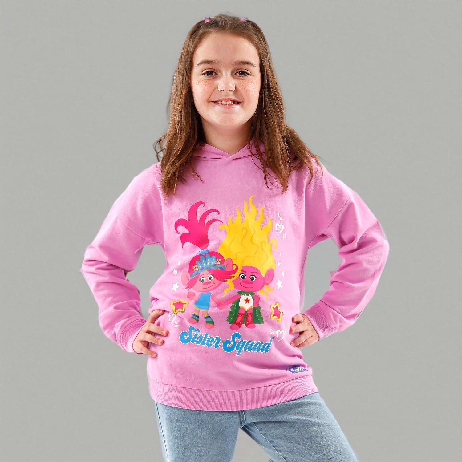 Sudadera con capucha Trolls DreamWorks para niñas 100% algodón