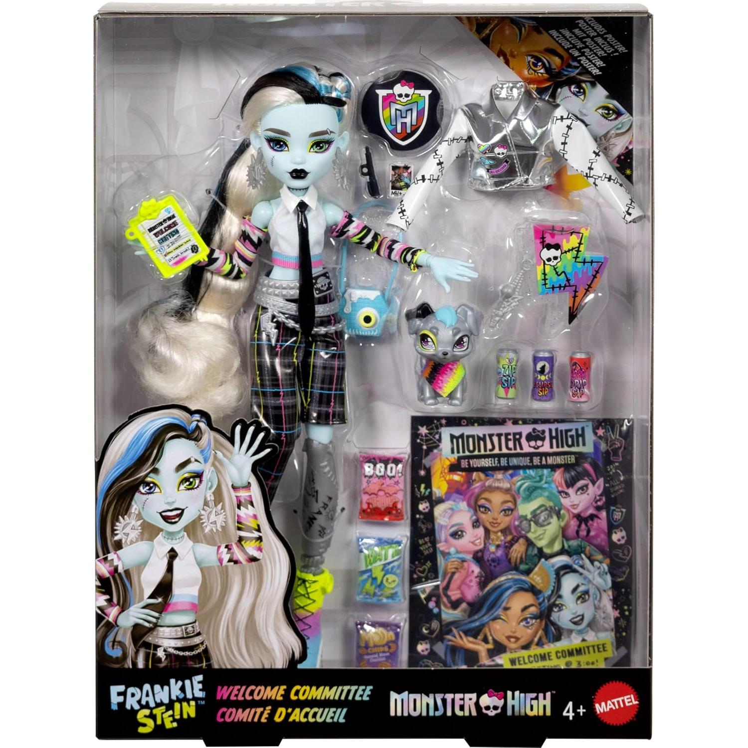 Muñeca Frankie Stein Monster High con 15 Accesorios y Mascota
