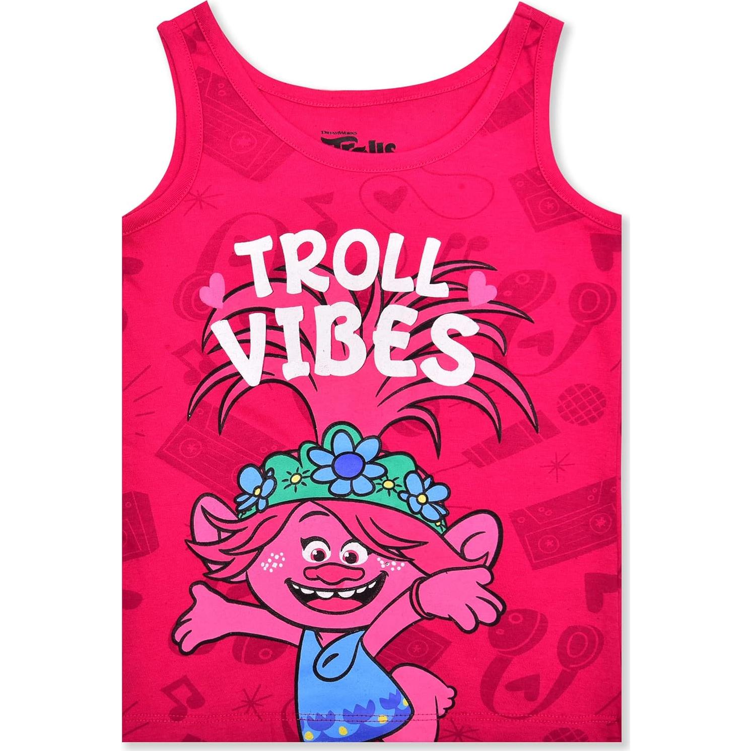 Pack 3 Camisetas Sin Mangas Niñas Trolls Poppy Rosa/Azul 3T