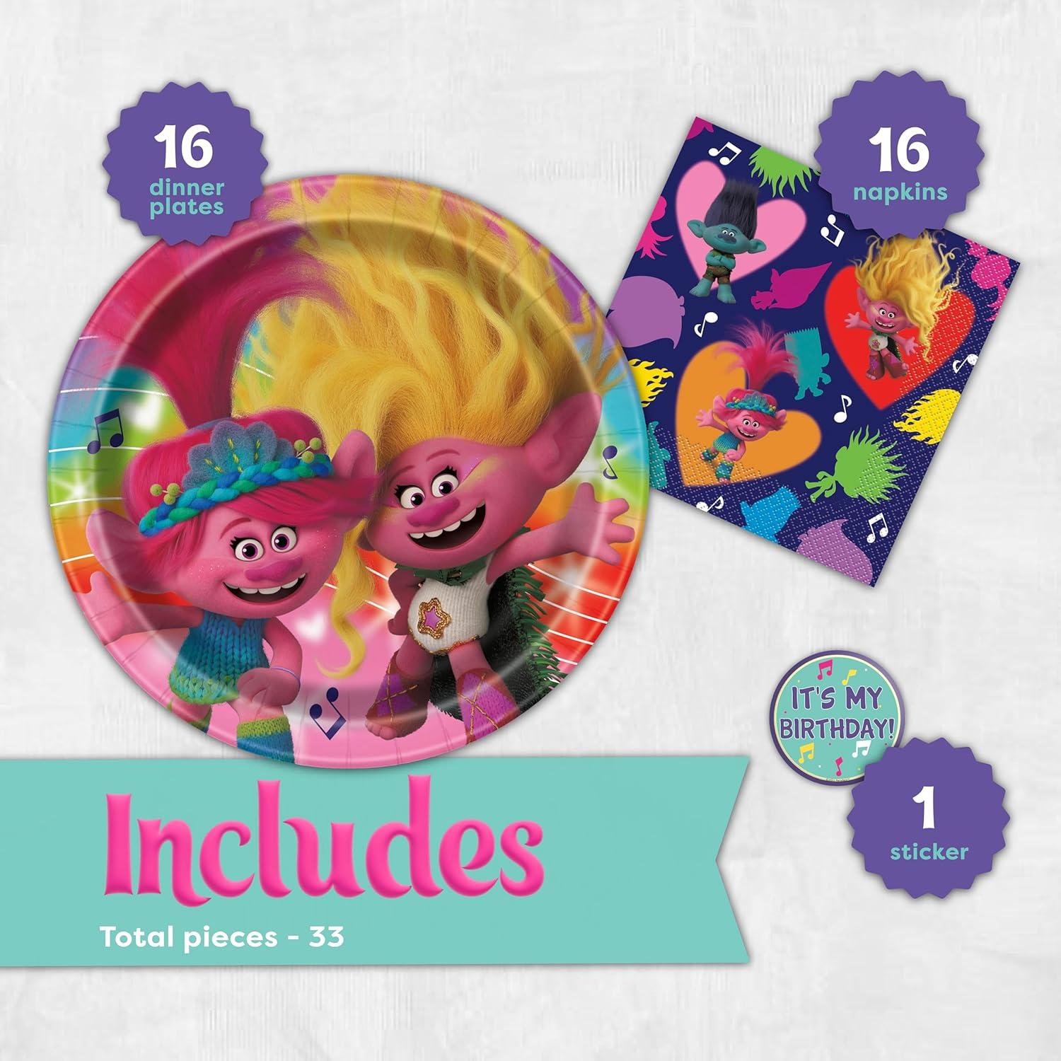Kit Decoraciones Fiesta Cumpleaños Trolls Unique 16 Invitados