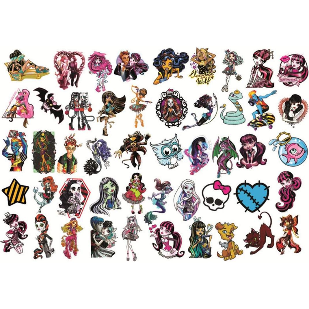 Paquete de 50 Stickers Monster High Impermeables de Vinilo