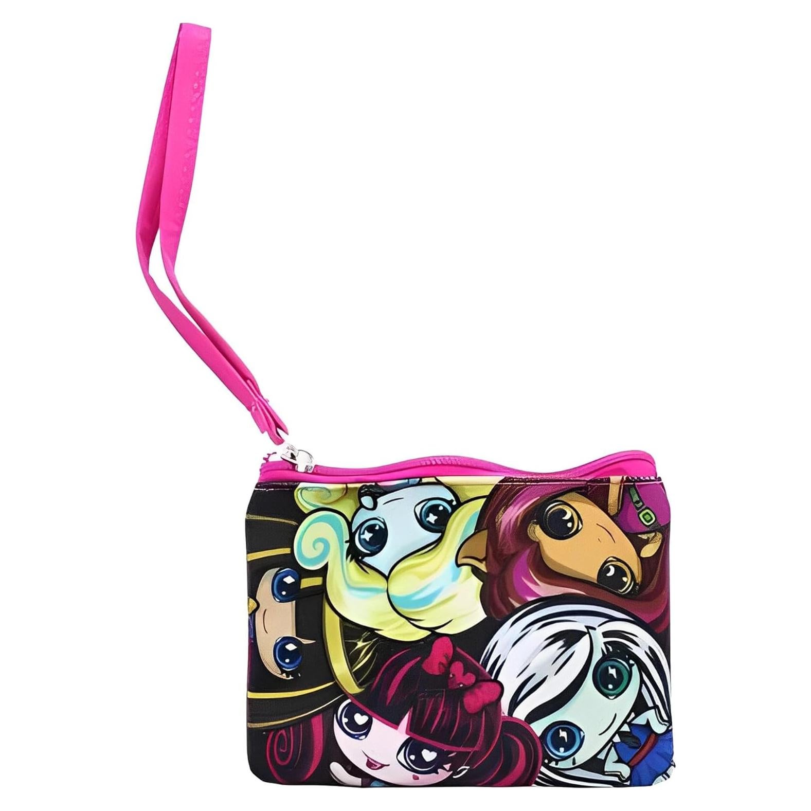Monedero rosa Monster High con cremallera y correa
