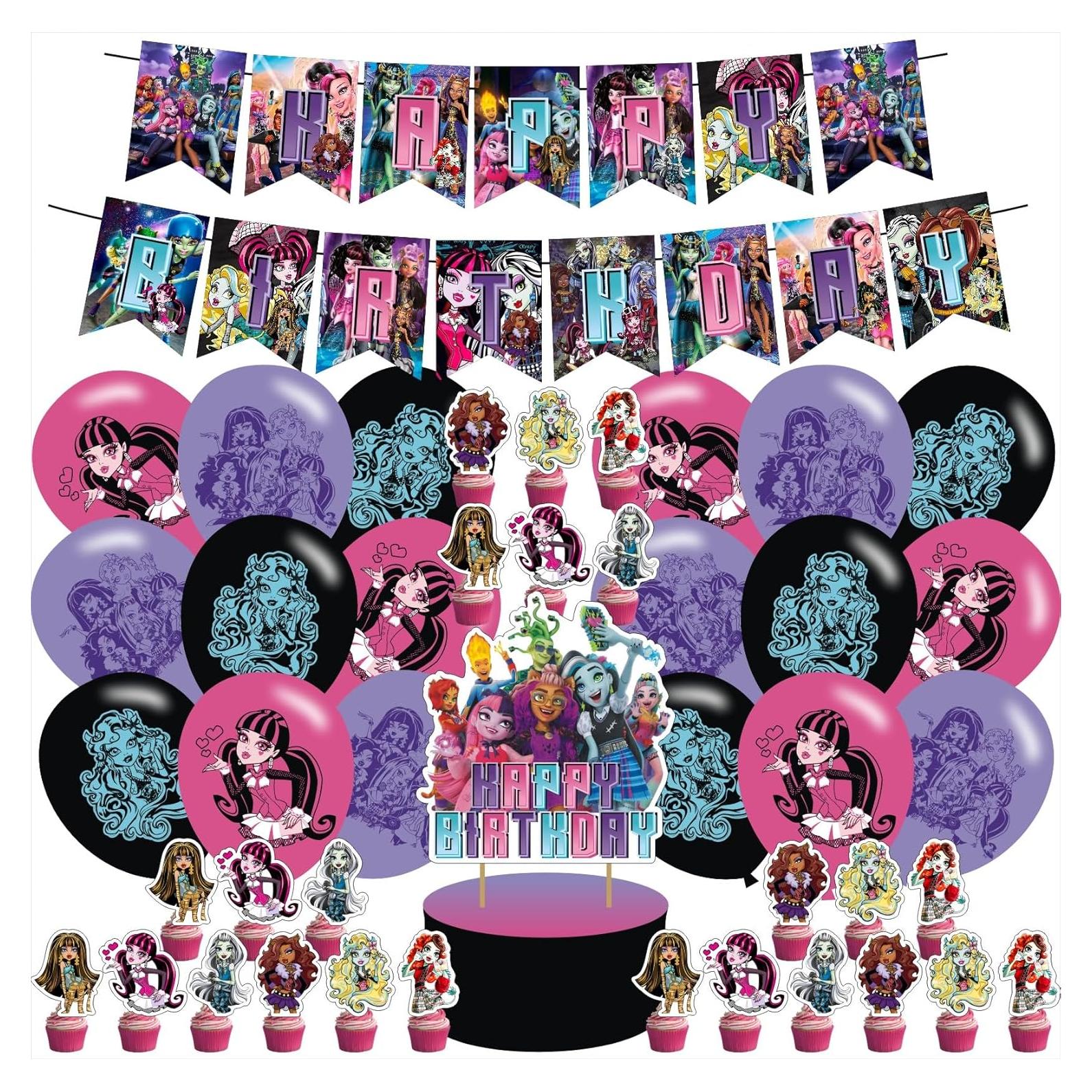 Decoraciones de Cumpleaños Chica Monstruo Ezcpigei - Set Completo