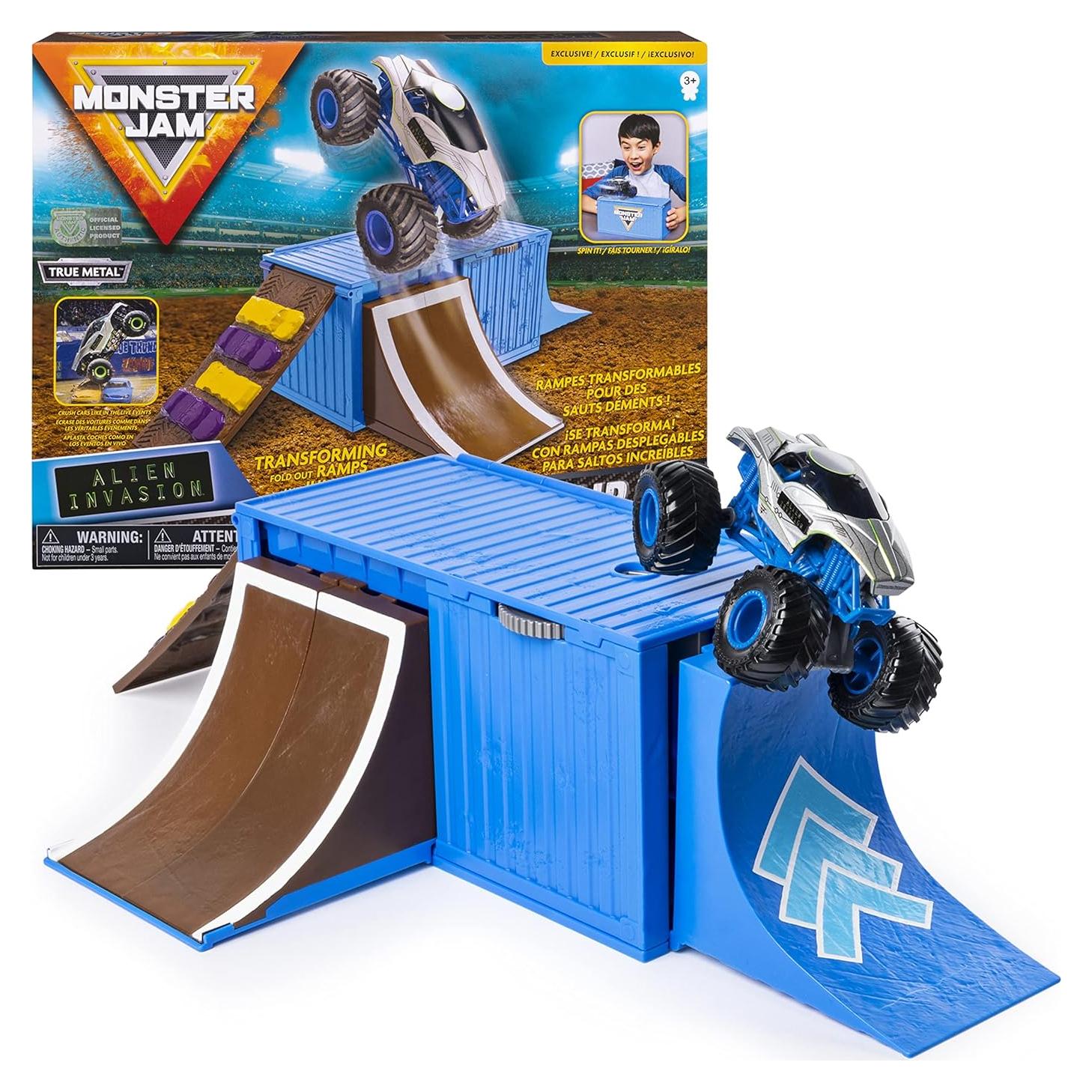 Juego Transformador Monster Jam Ship It & Flip It con Camión Die-Cast 1:64