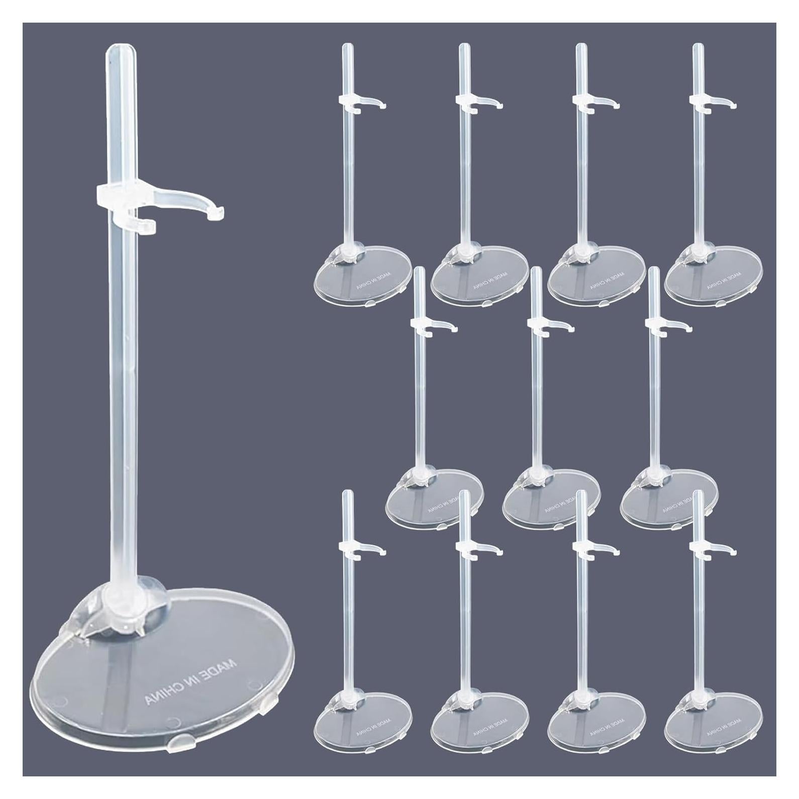 12 Soportes Ajustables para Muñecas - Exhibición Transparente 21.6cm