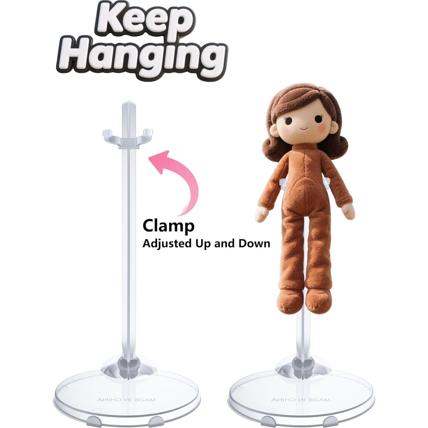 12 Soportes Ajustables para Muñecas - Exhibición Transparente 21.6cm