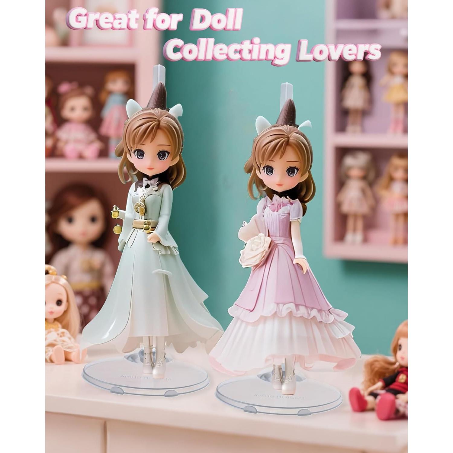 12 Soportes Ajustables para Muñecas - Exhibición Transparente 21.6cm