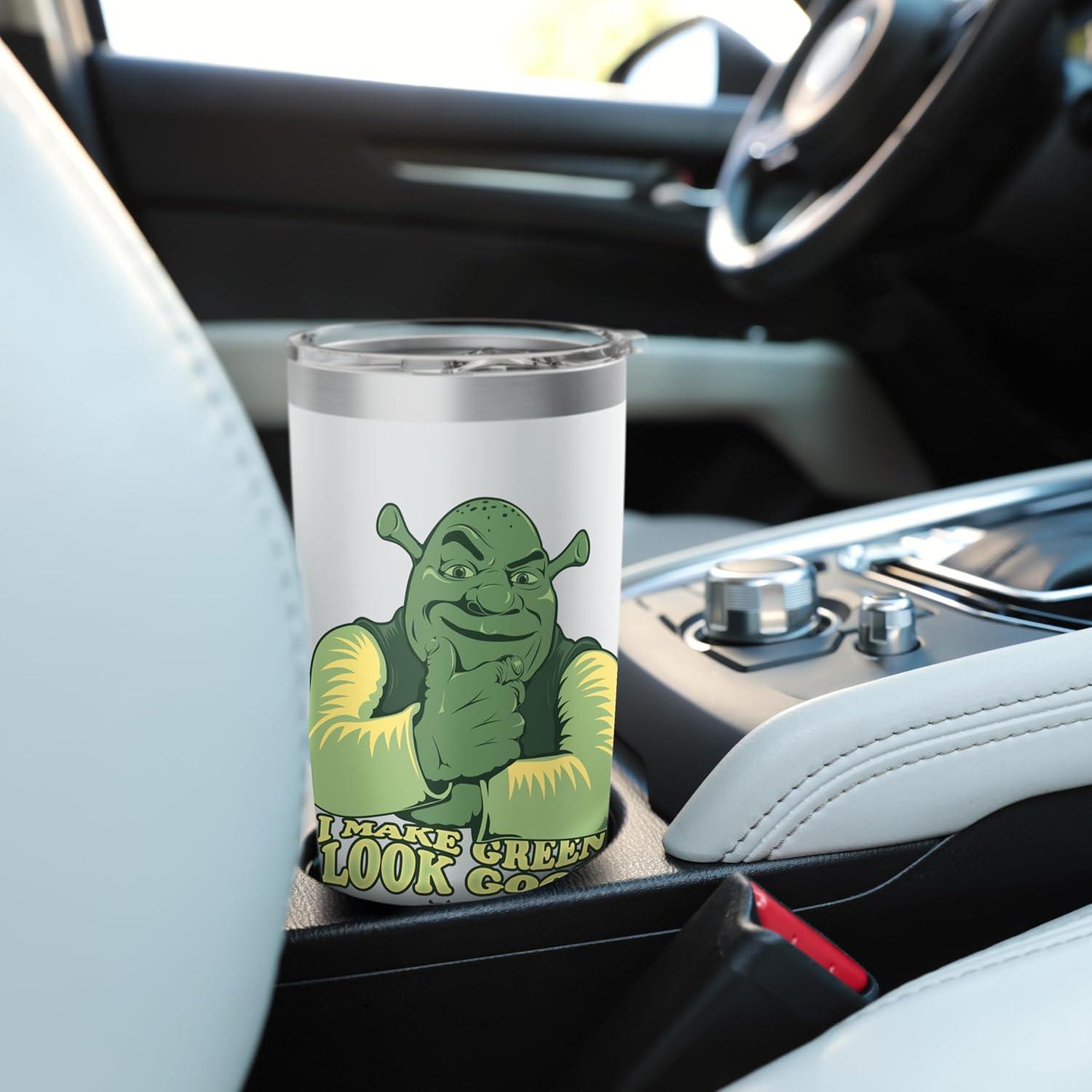 Vaso Térmico Shrek 20 oz Acero Inoxidable Aislado Blanco