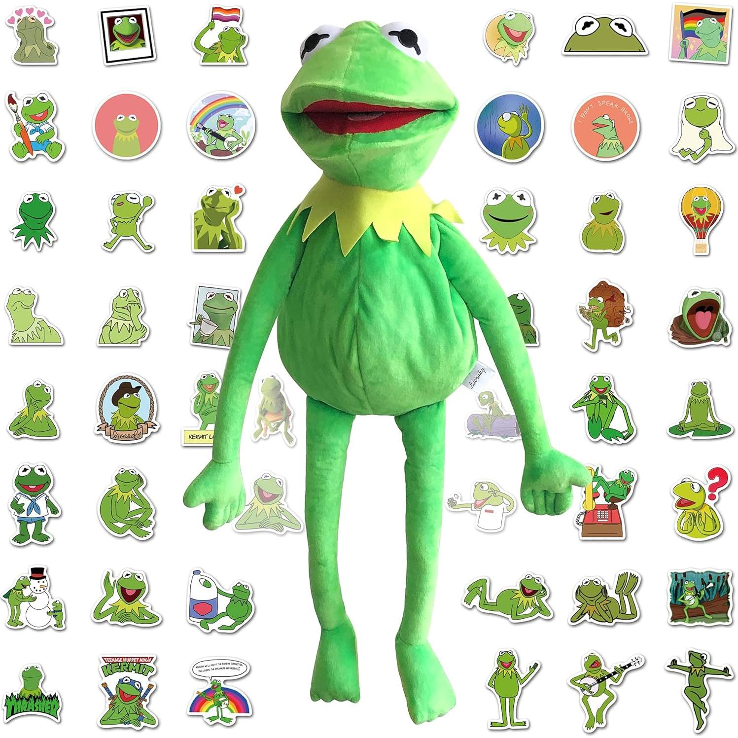 Títere de Kermit la Rana 61 cm con varilla y 50 pegatinas