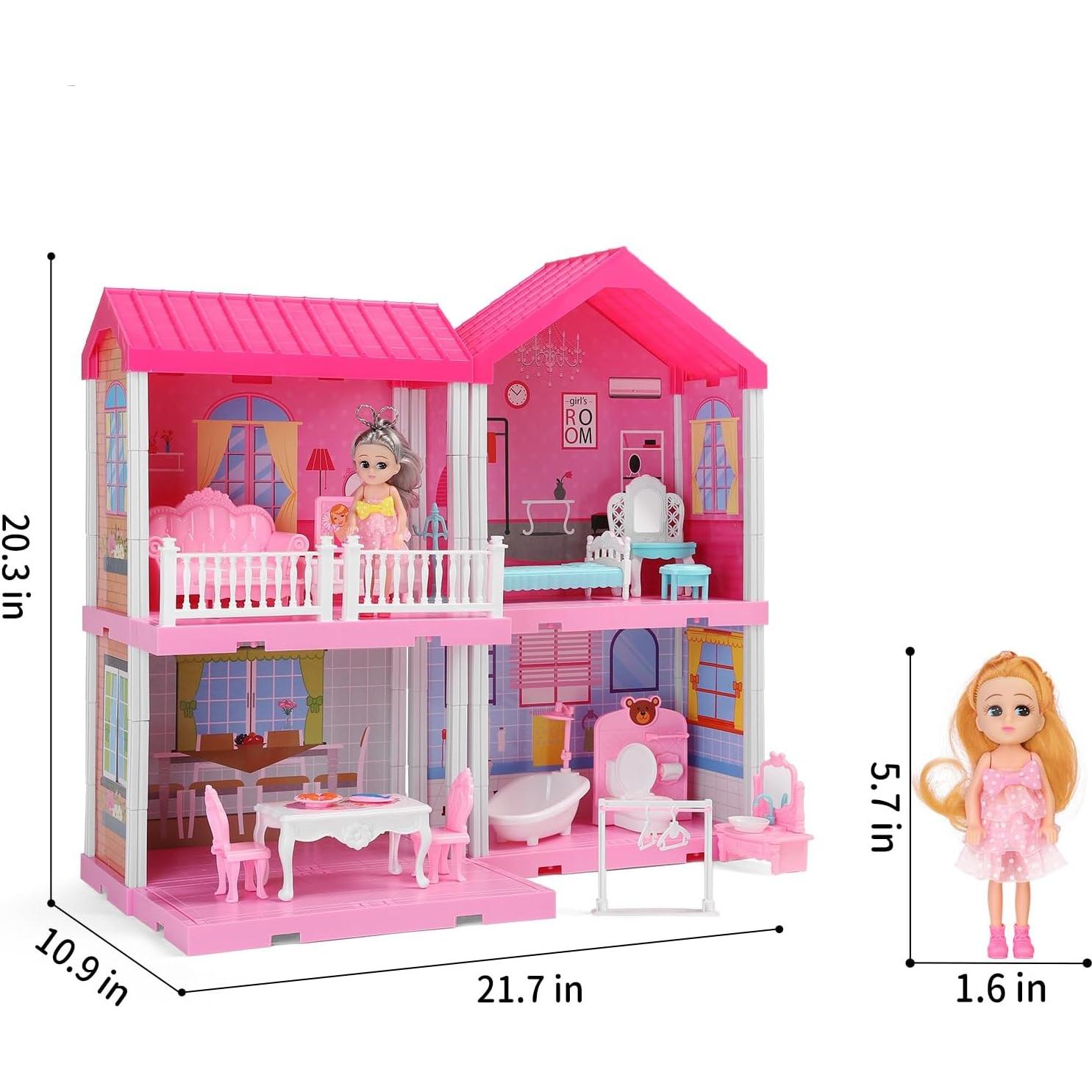 Casa de Muñecas JUKUDAHU 2 Pisos 4 Habitaciones 55.1 cm