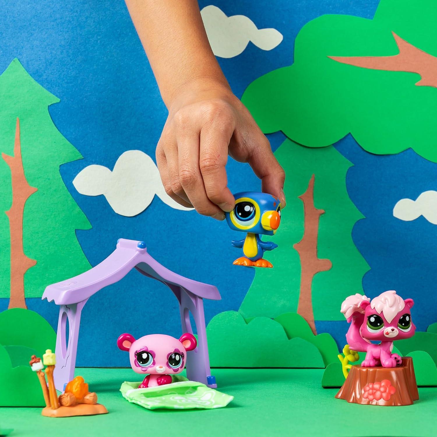 Set de Camping Littlest Pet Shop 3 Animales y Accesorios