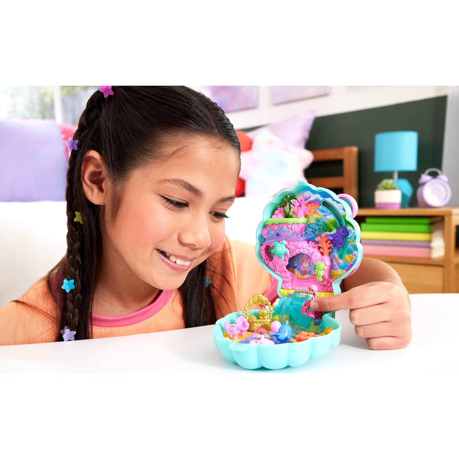 Muñecas Polly Pocket Compacto Isla Brillante con Sirena y Accesorios