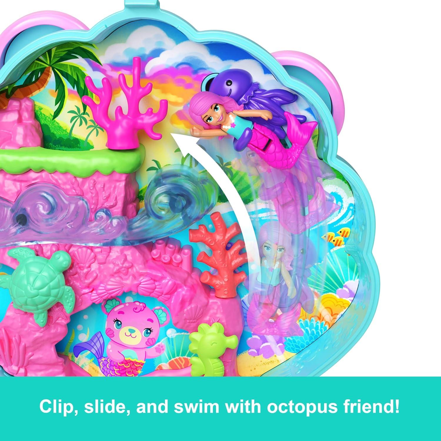 Muñecas Polly Pocket Compacto Isla Brillante con Sirena y Accesorios