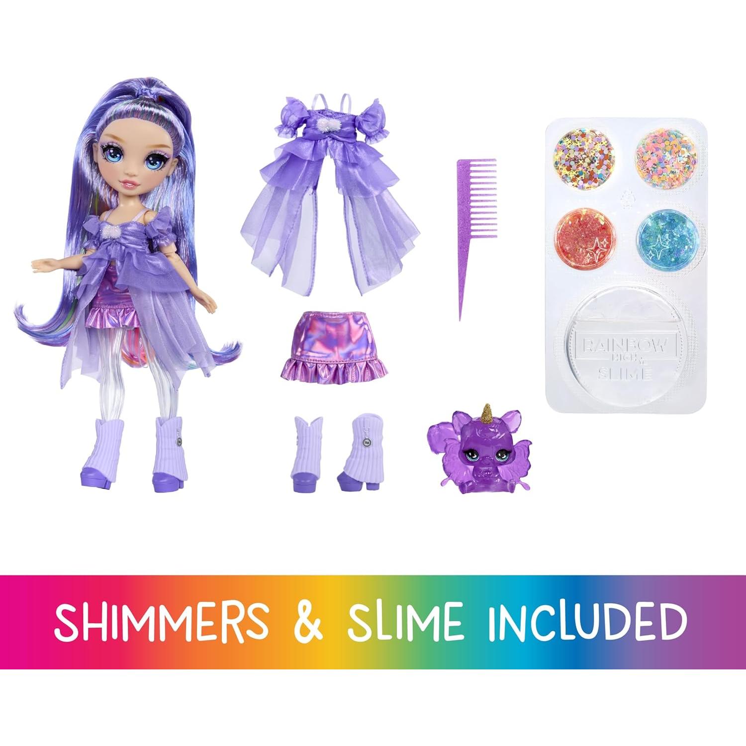 Muñeca Rainbow High Violeta 28 cm con Kit de Slime Arcoíris
