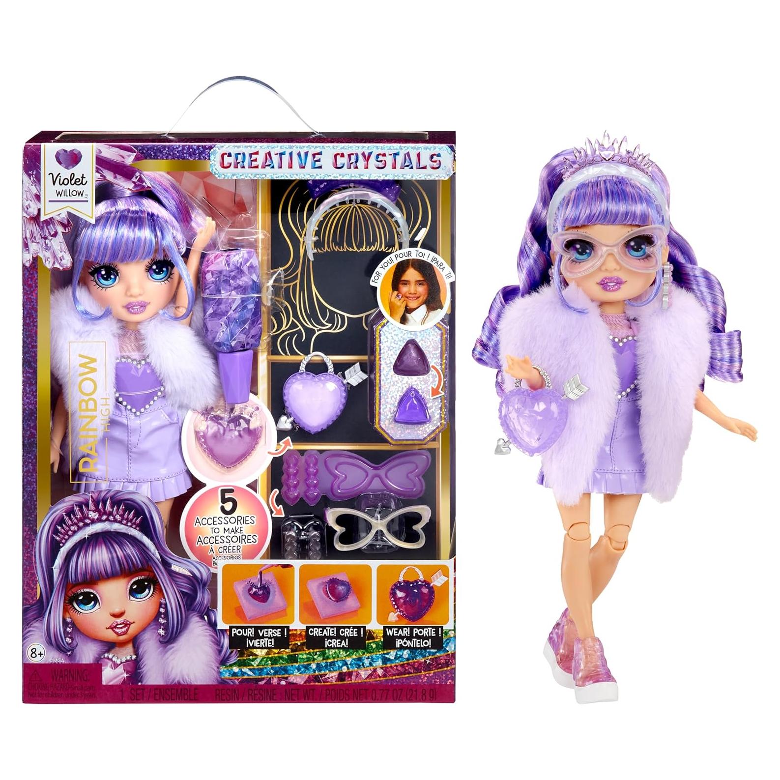 Muñeca de Moda Rainbow High Violet con Kit de Accesorios DIY 11"