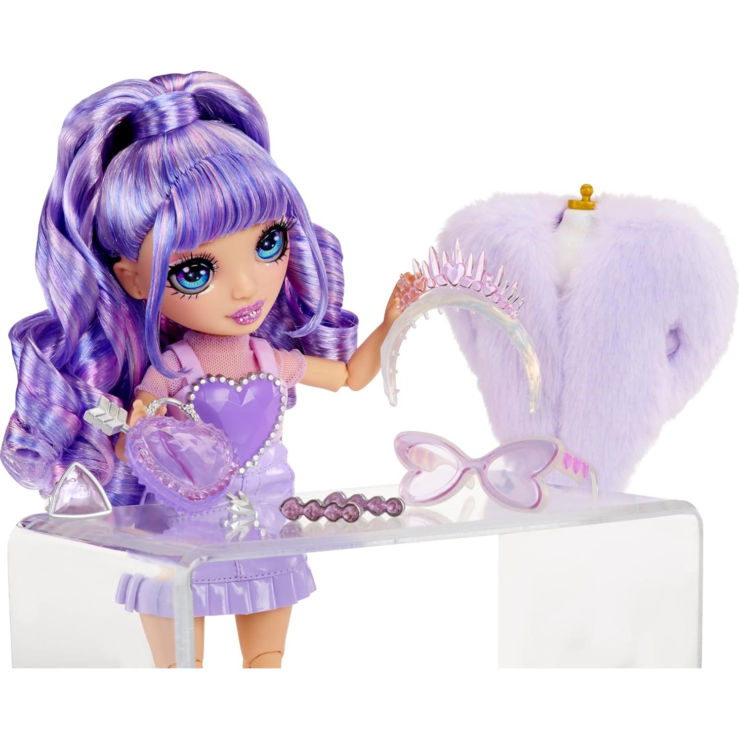Muñeca de Moda Rainbow High Violet con Kit de Accesorios DIY 11"
