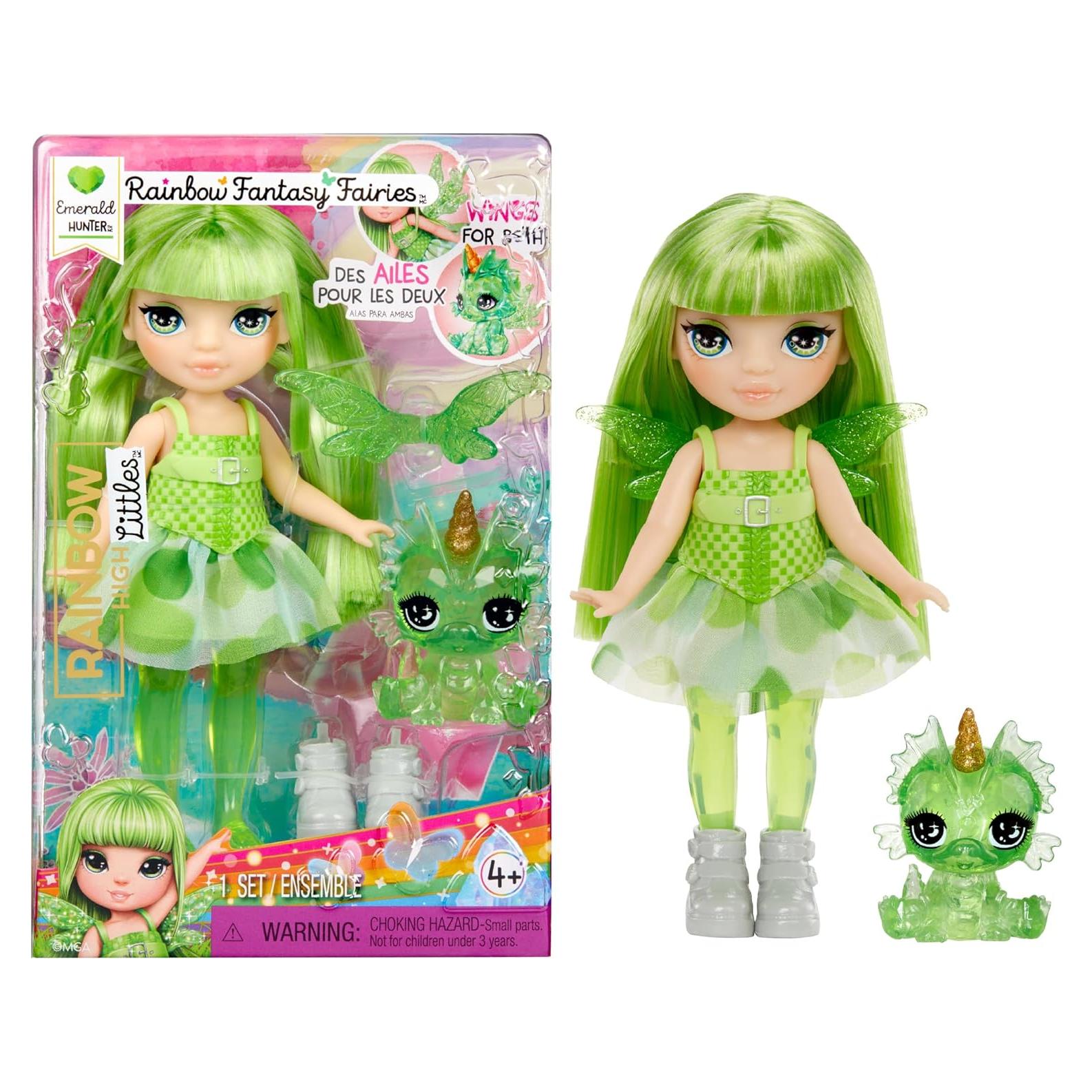 Muñeca Hada Emerald Littles + Dragón Mascota - 13.97 cm