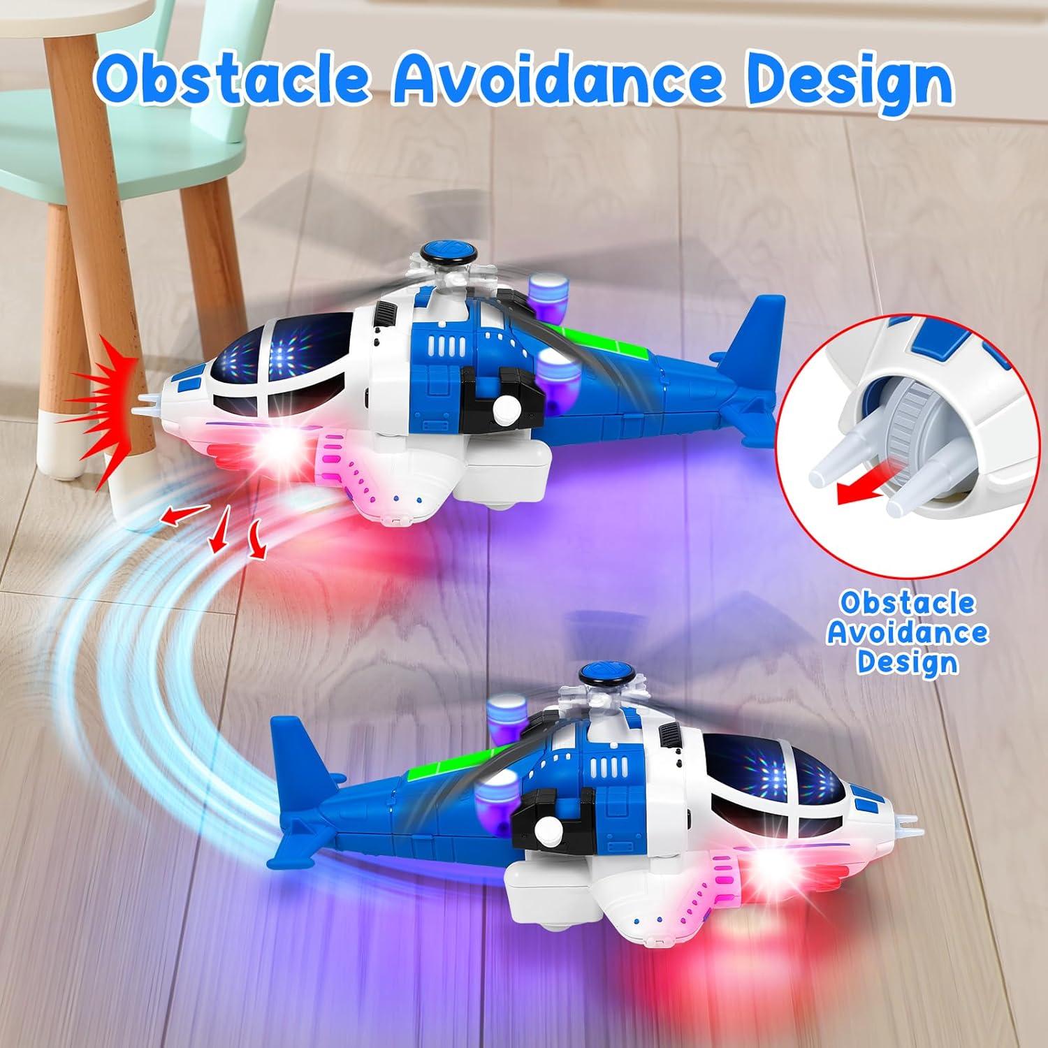 Juguete Helicóptero Automático Yuanyi 360° Luces Sonidos Azul