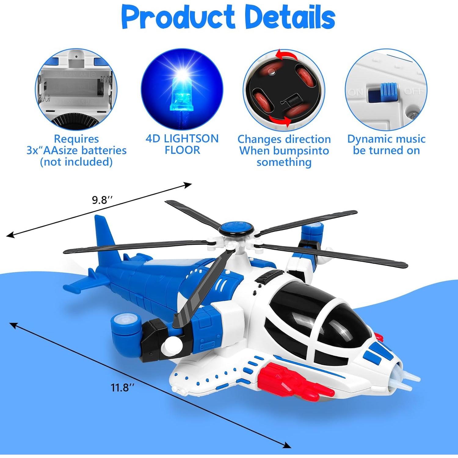 Juguete Helicóptero Automático Yuanyi 360° Luces Sonidos Azul