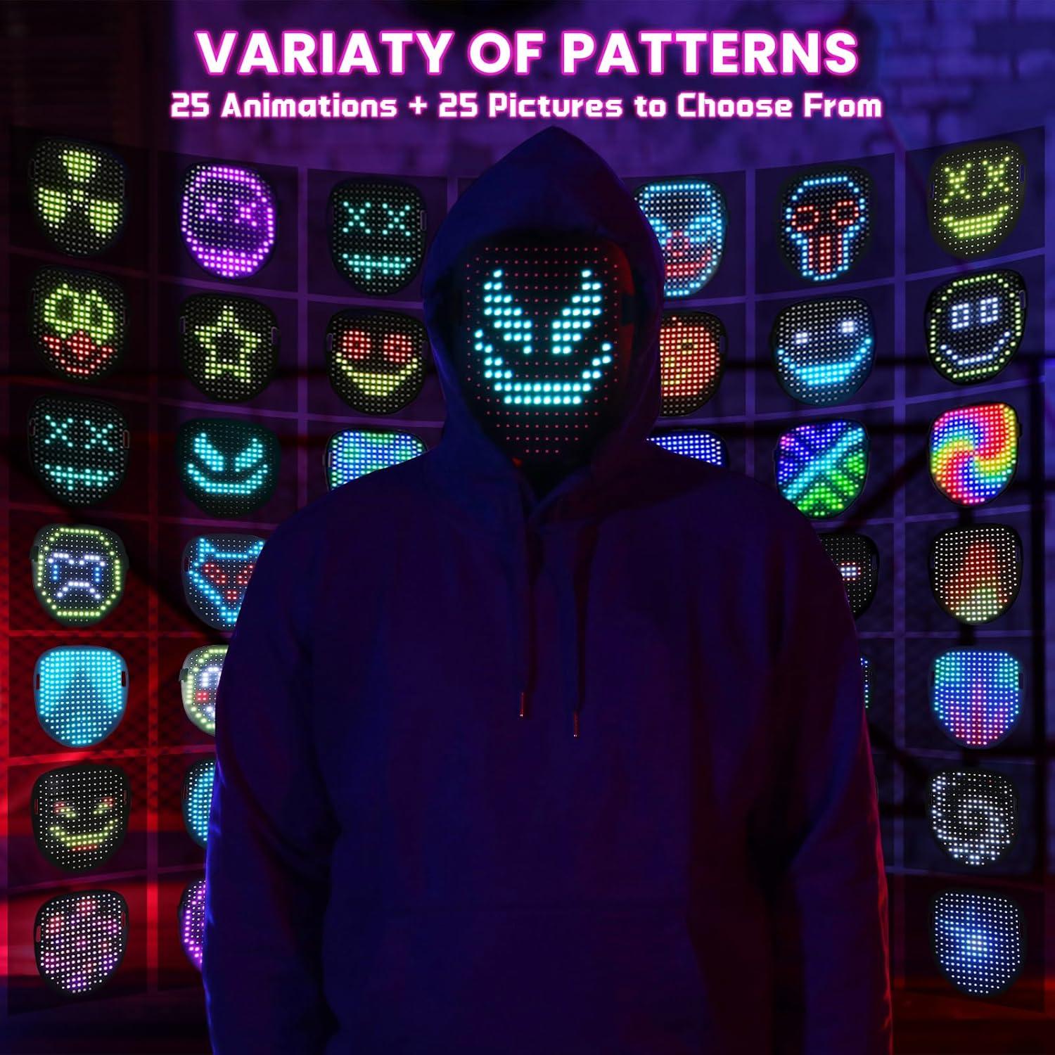 Máscara LED Halloween Interactiva con Detección de Gestos