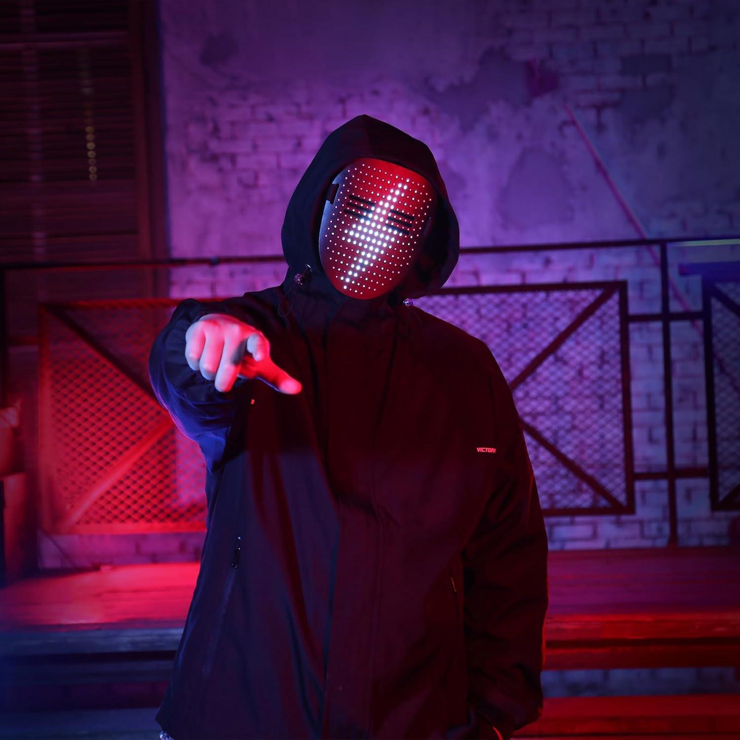 Máscara LED Halloween Interactiva con Detección de Gestos