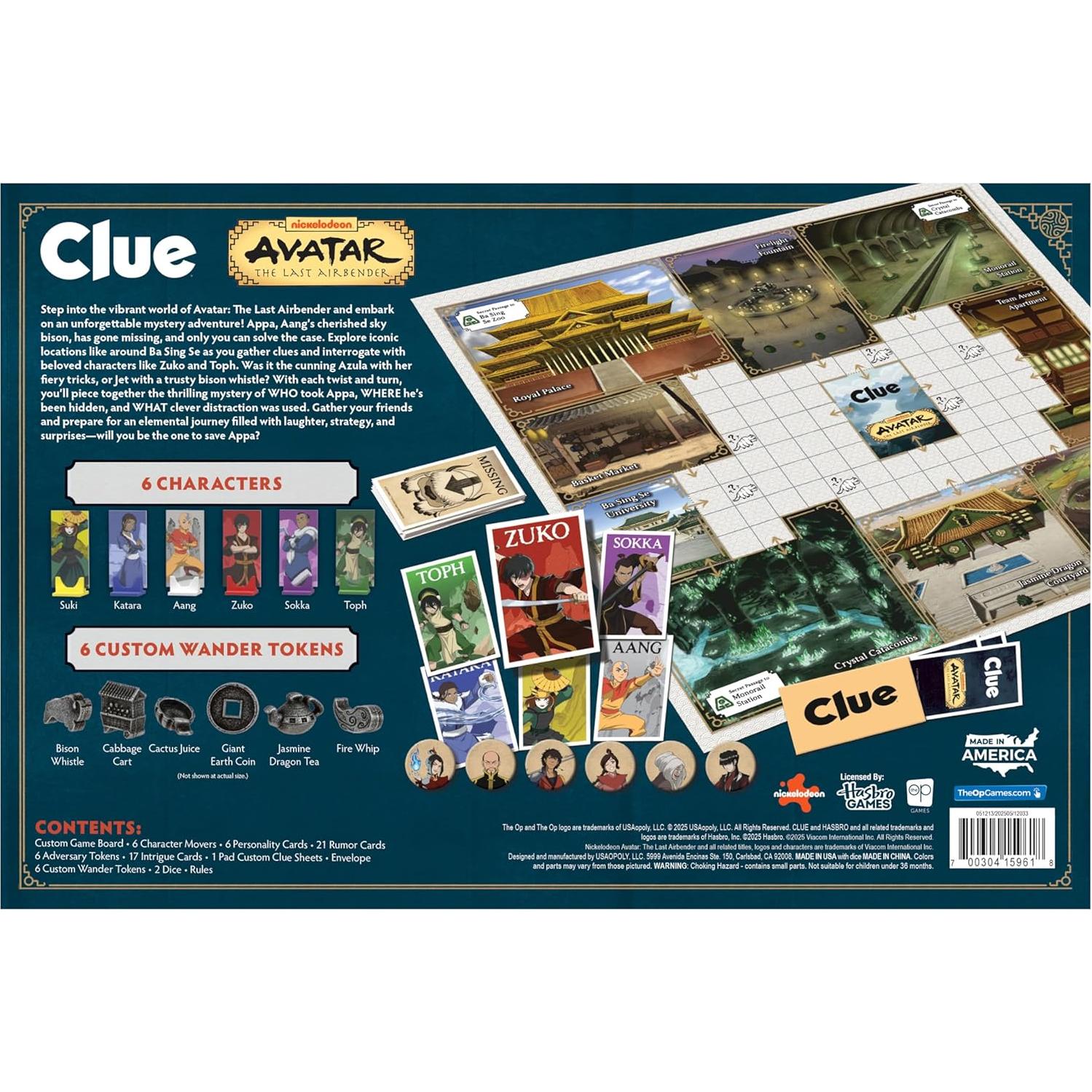 Juego de Mesa Clue Avatar La Última Airbender - 2-6 Jugadores