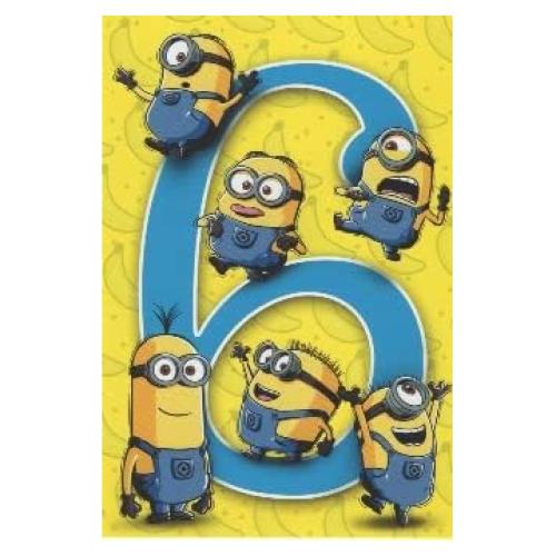 Tarjeta de Cumpleaños Despicable Me Minions 6 años - Heartline