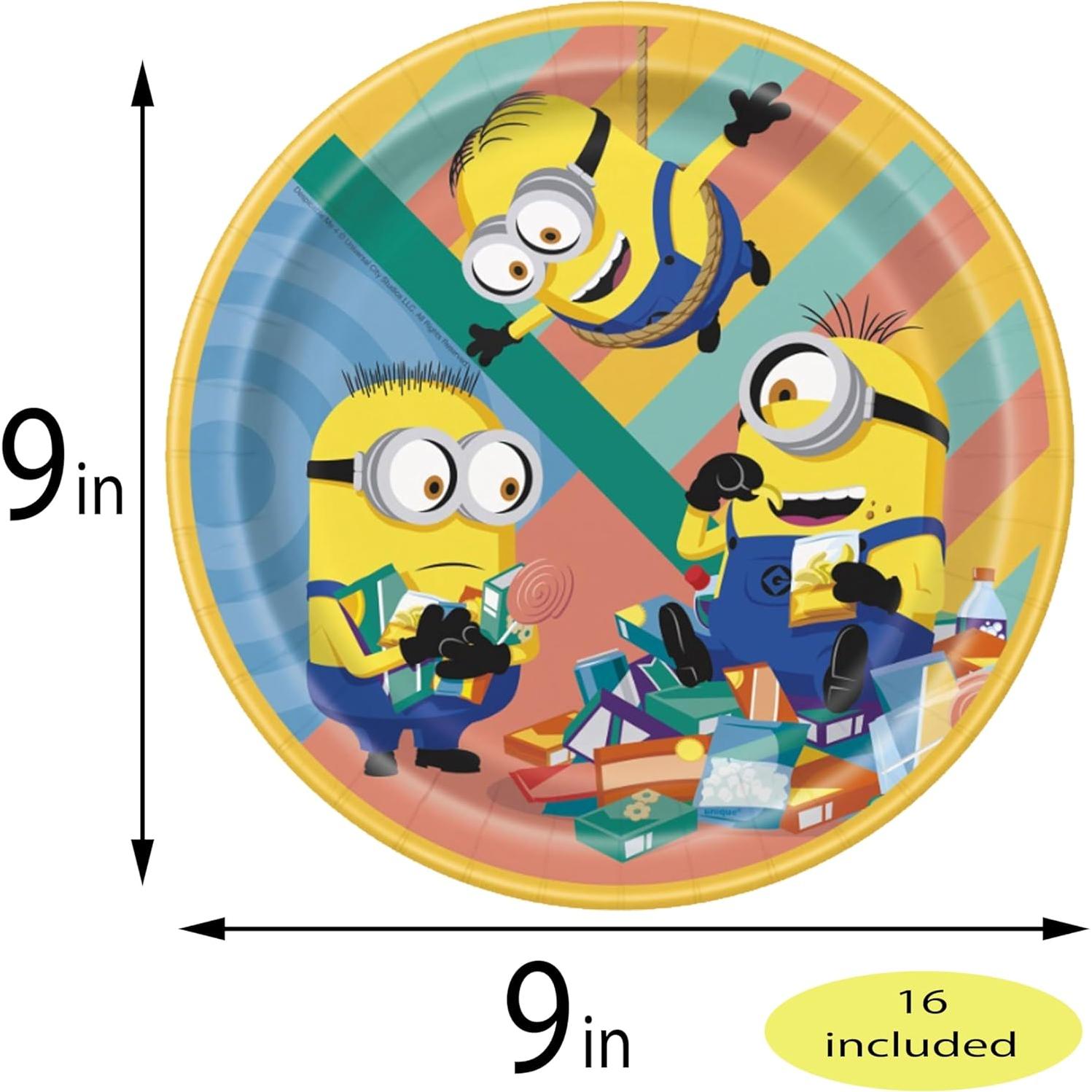 Set de Fiesta de Cumpleaños Minions para 16 Invitados - Platos y Velas