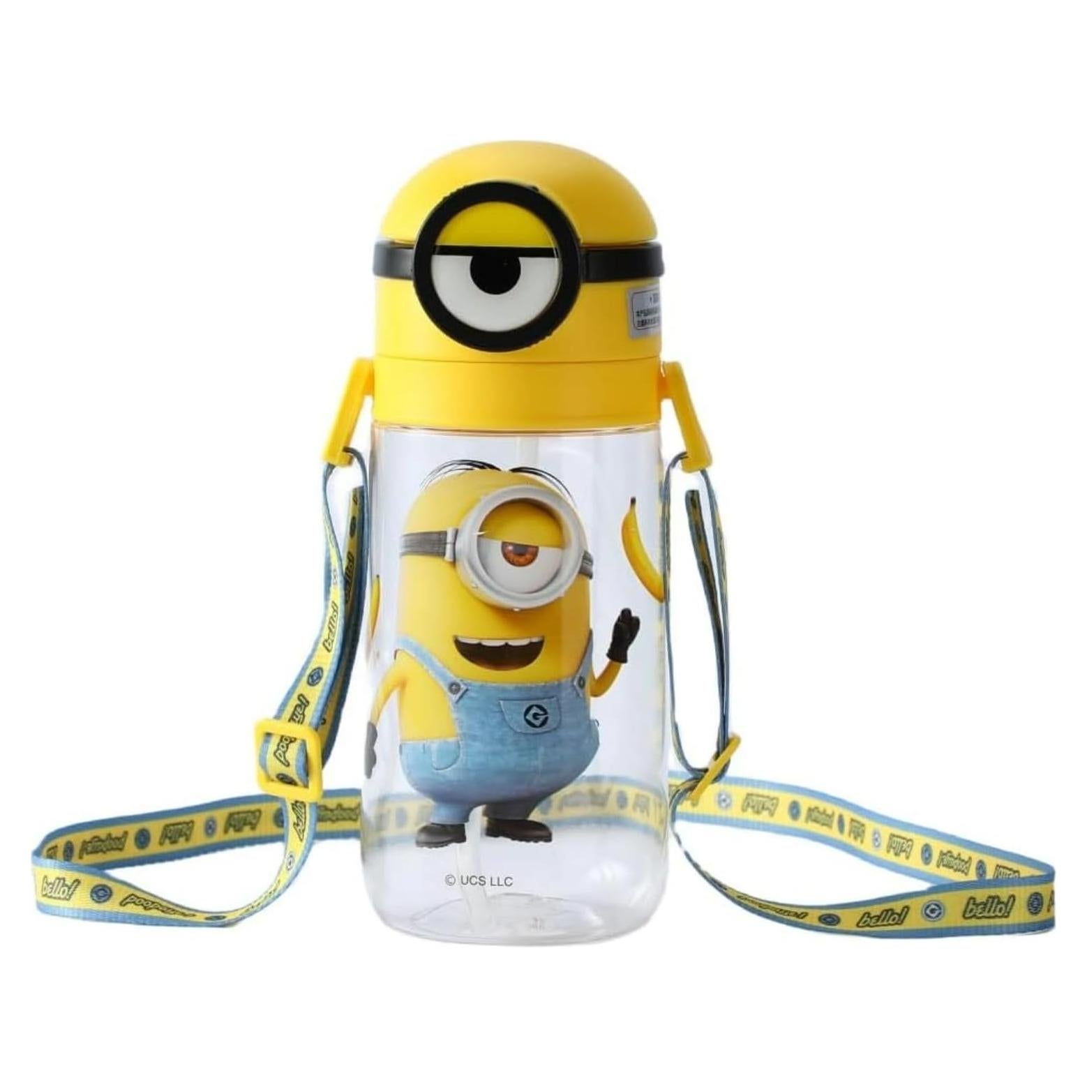 Botella de Agua Aislada MINISO Minions 600 mL con Pajilla