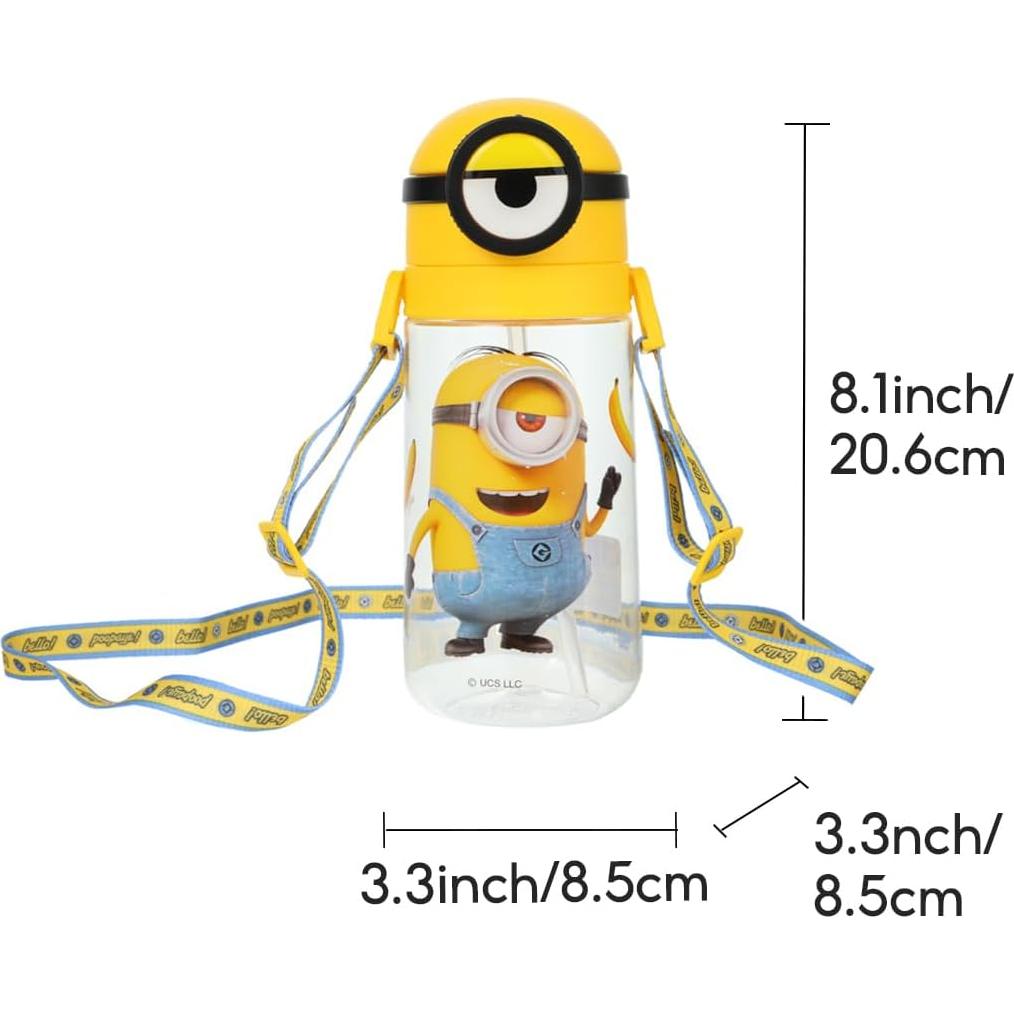 Botella de Agua Aislada MINISO Minions 600 mL con Pajilla