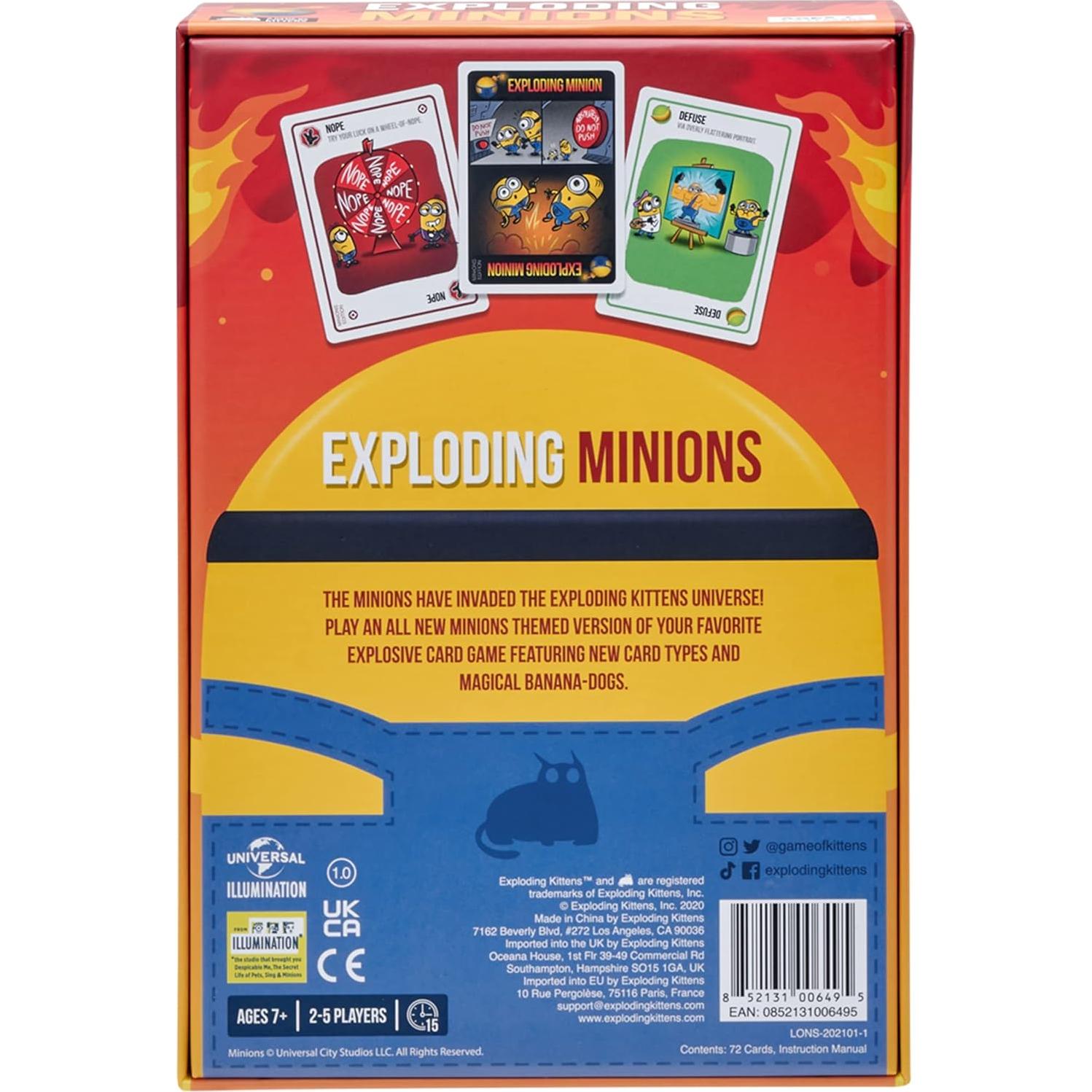 Juego de Cartas Minions Explosivos - Exploding Kittens - 2-5 Jugadores