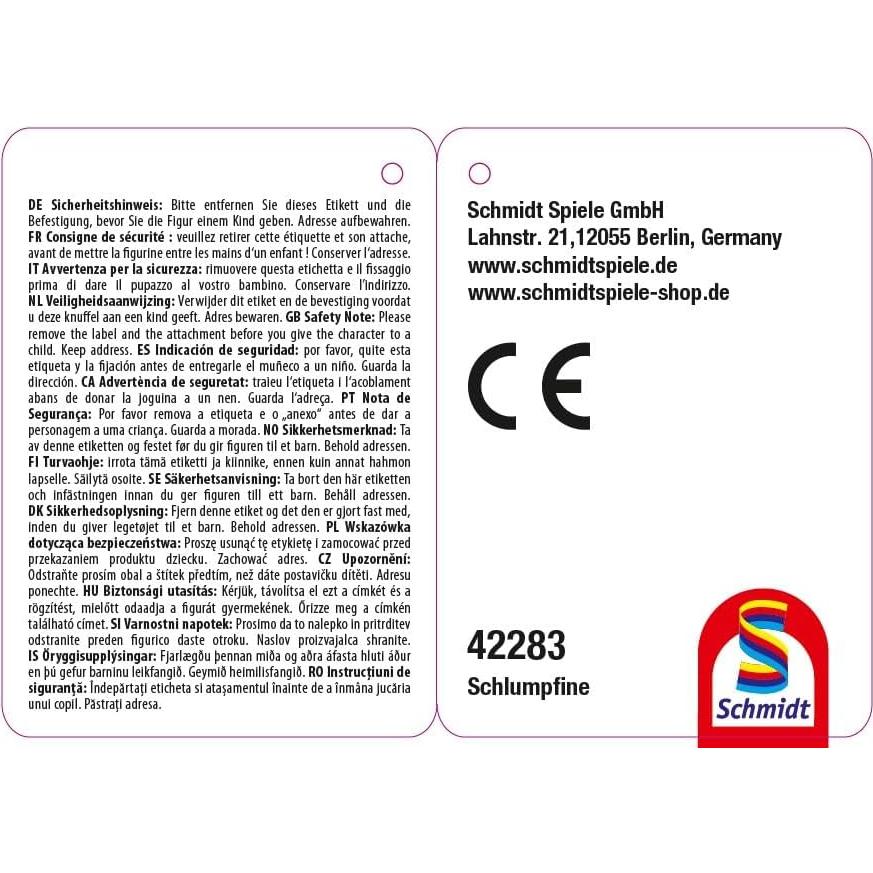 Peluche Pitufina 27 cm Schmidt Spiele Suave y Lavable