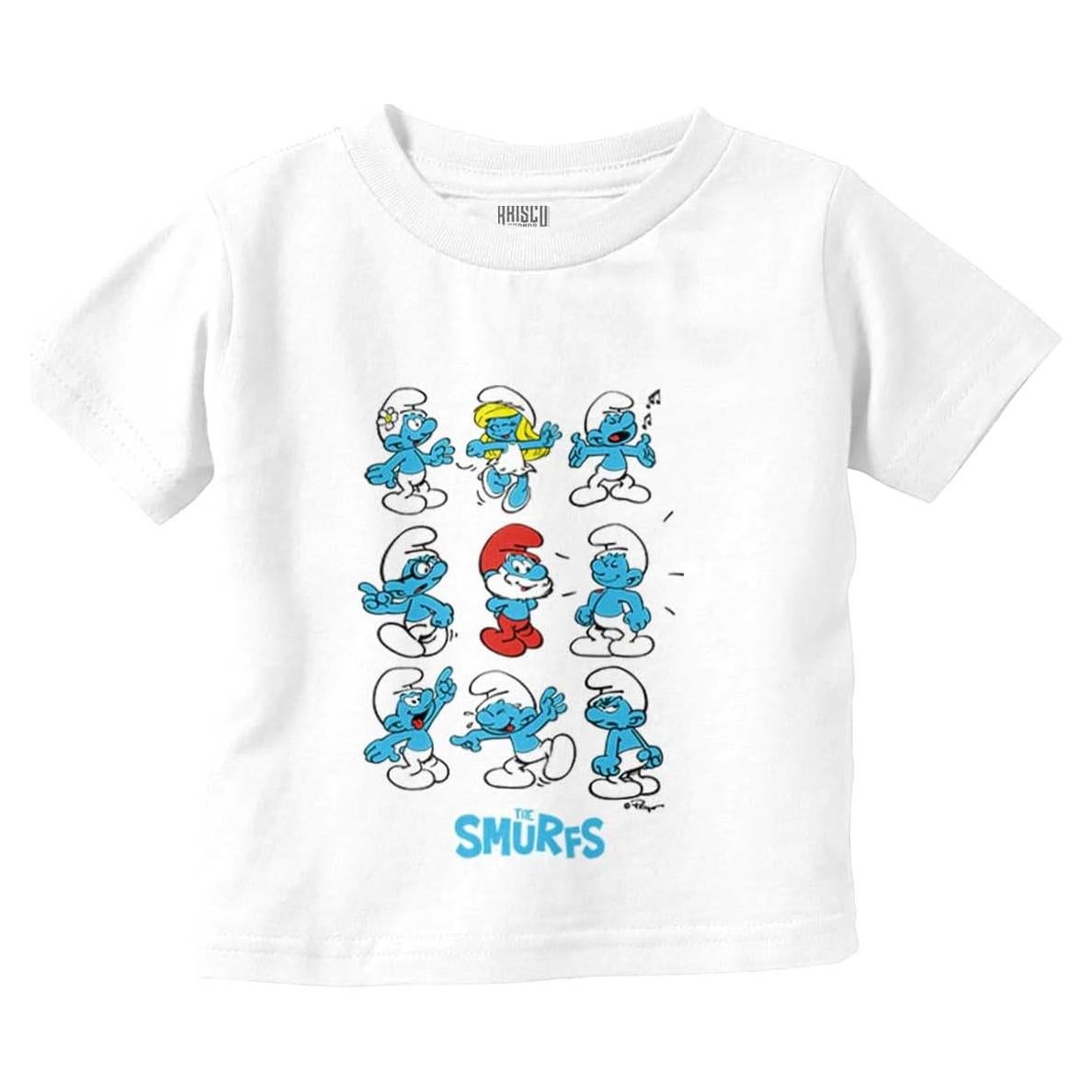 Camiseta Blanca Niños Pitufos Papa Pitufo y Pitufoleta 3T